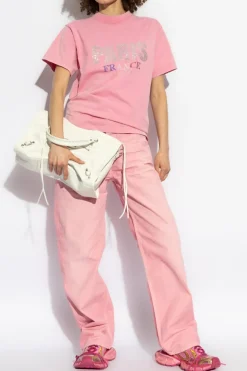 Balenciaga RÓŻOWY T-shirt z logo