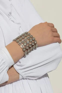 Balenciaga SREBRNY Bransoleta z połyskującymi kryształami