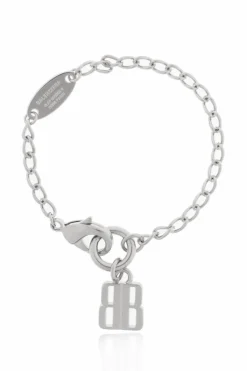 Balenciaga SREBRNY Bransoleta z zawieszką w kształcie logo