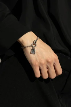 Balenciaga SREBRNY Bransoleta z zawieszką w kształcie logo