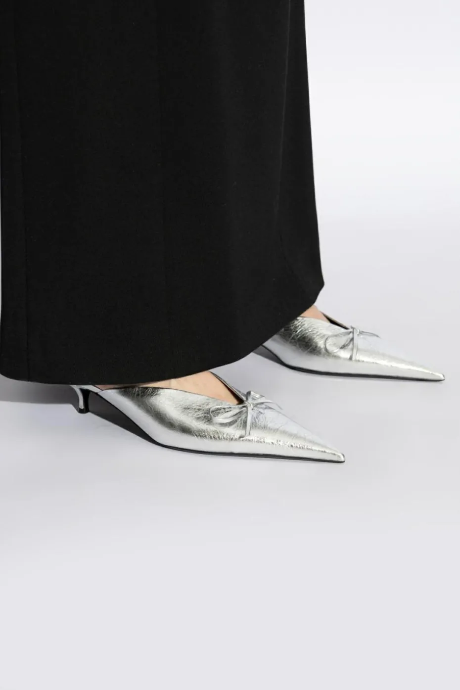 Balenciaga SREBRNY Klapki na obcasie `Knife`