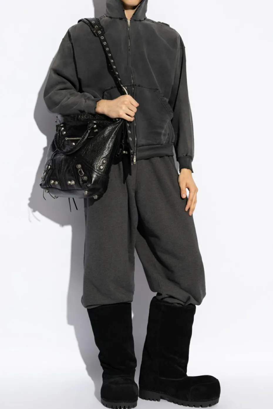 Balenciaga SZARY Bluza z kapturem