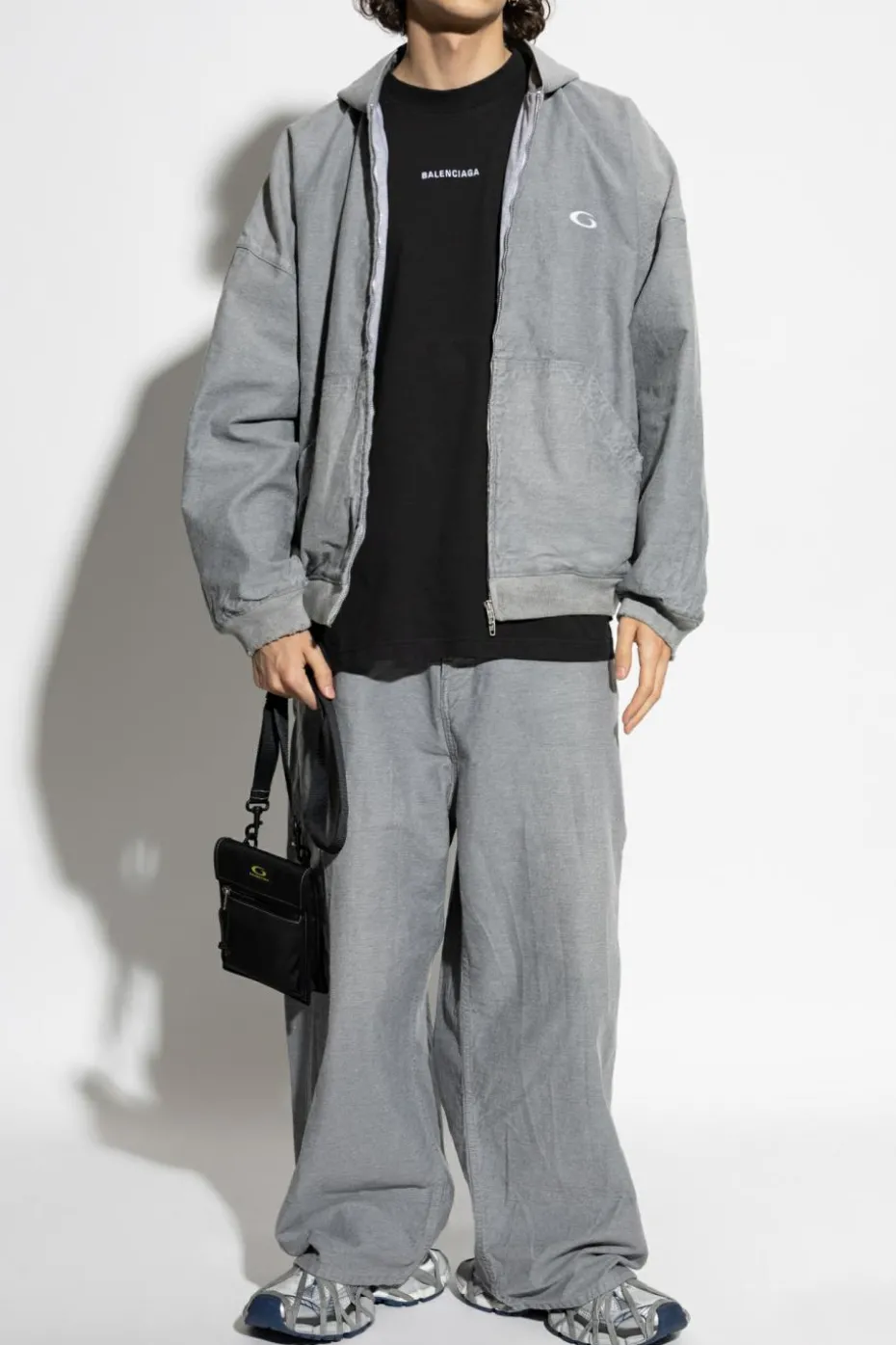 Balenciaga SZARY Jeansy z wyszytym logo