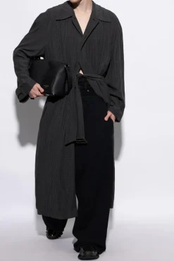Balenciaga SZARY Płaszcz ze wzorem w kratę