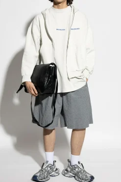 Balenciaga SZARY Szorty ze wzorem w kratę