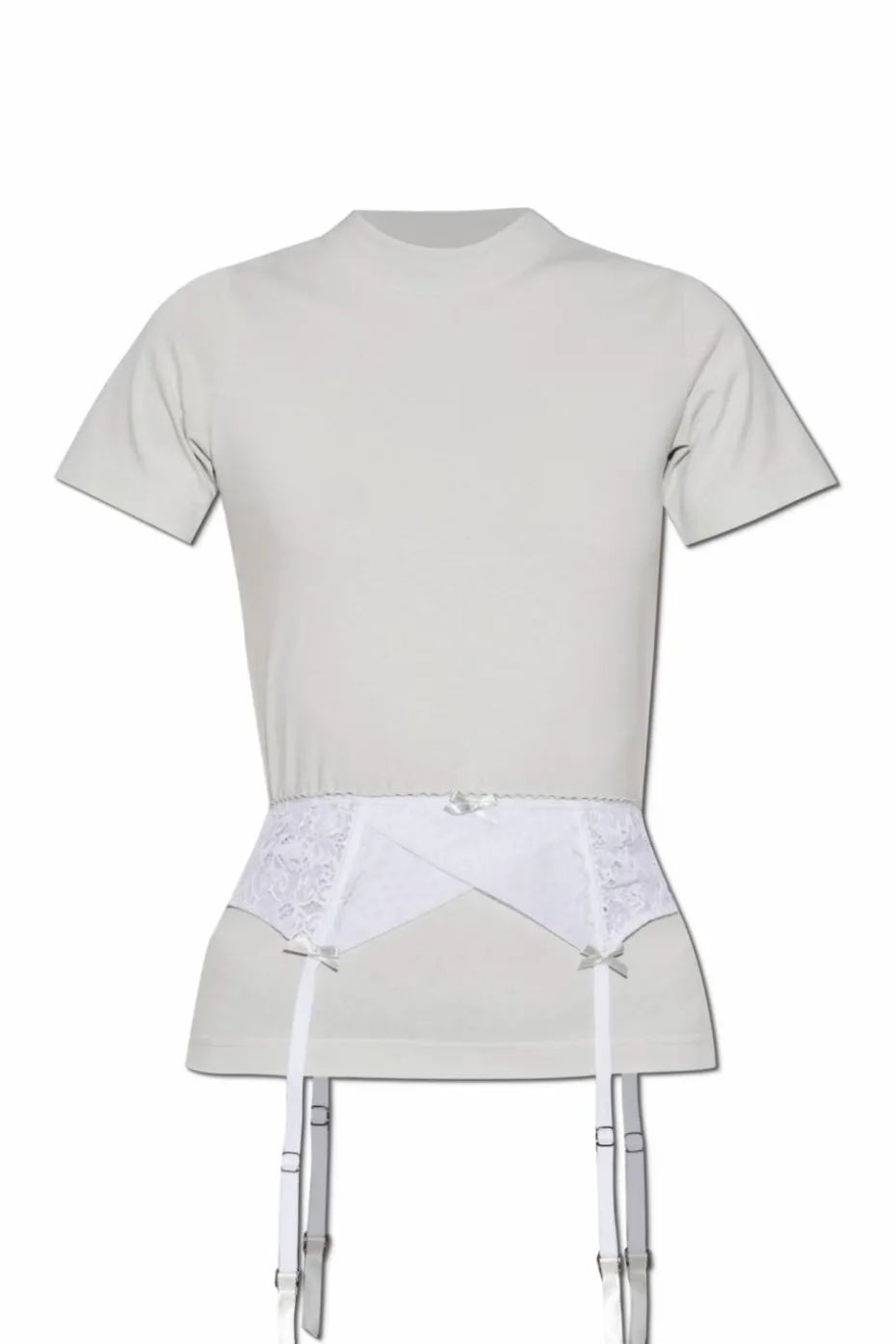 Balenciaga SZARY T-shirt z koronkową wstawką