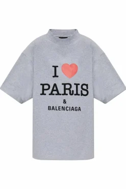 Balenciaga SZARY T-shirt z nadrukiem