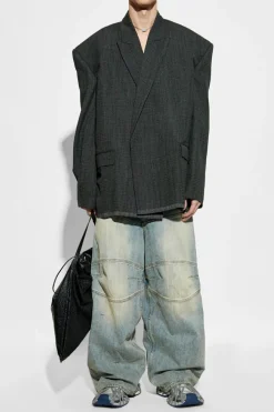 Balenciaga SZARY Wełniana marynarka