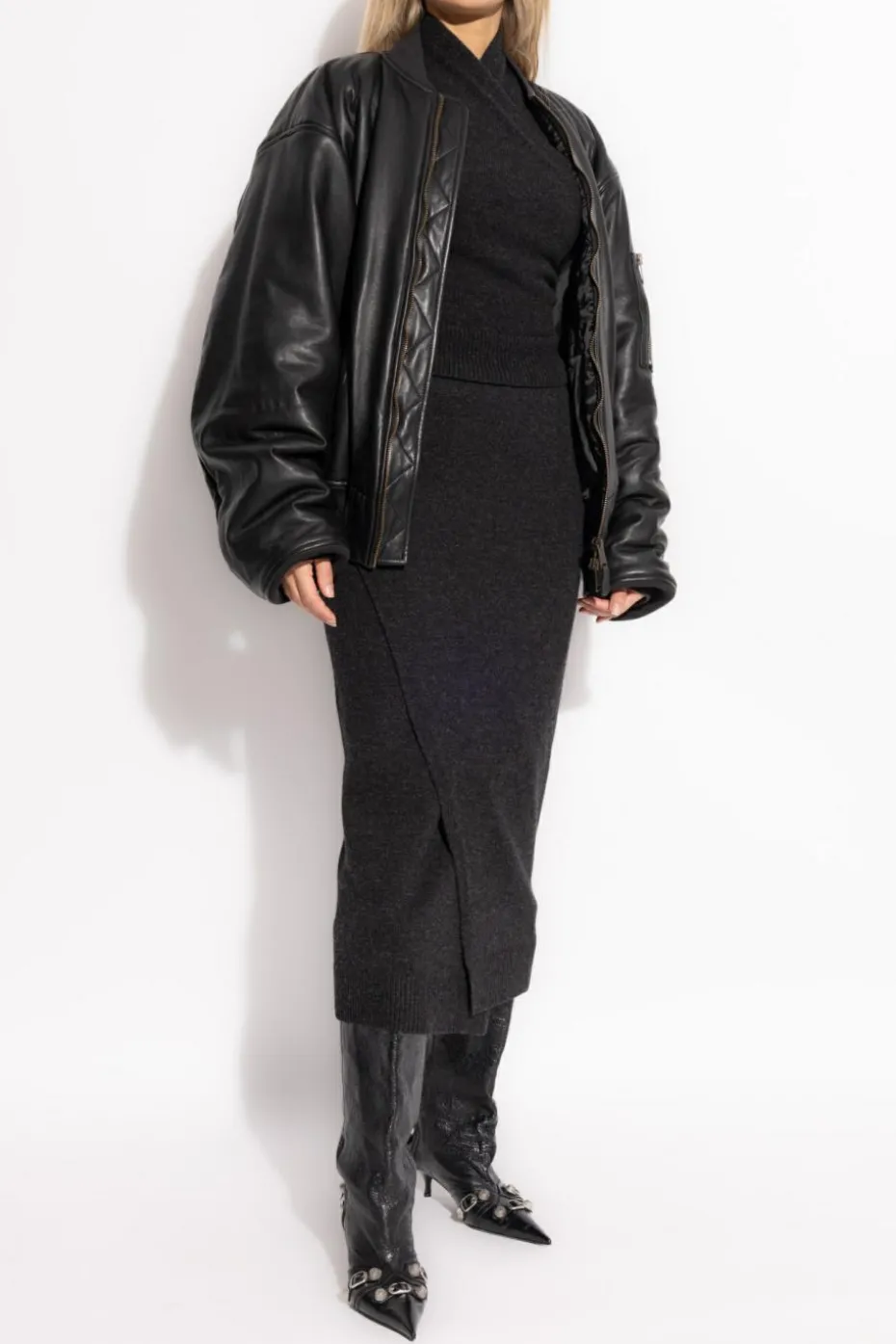 Balenciaga SZARY Wełniana spódnica