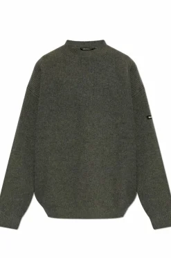 Balenciaga SZARY Wełniany sweter z logo
