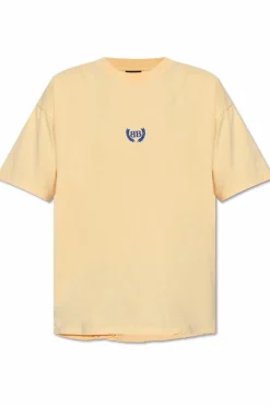 Balenciaga ŻÓŁTY T-shirt z efektem `vintage`