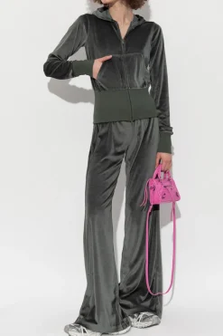 Balenciaga ZIELONY Aksamitne spodnie
