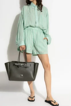 Balenciaga ZIELONY Szorty ze wzorem w pasy