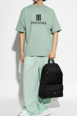 Balenciaga ZIELONY T-shirt z nadrukowanym logo