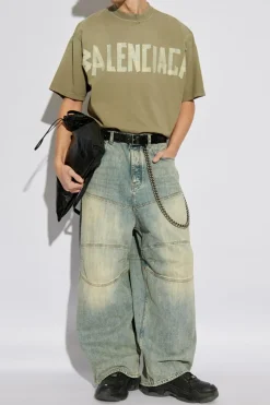 Balenciaga ZIELONY T-shirt z efektem `vintage`