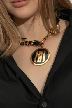 Balenciaga ZŁOTY Krótki naszyjnik z okrągłą zawieszką
