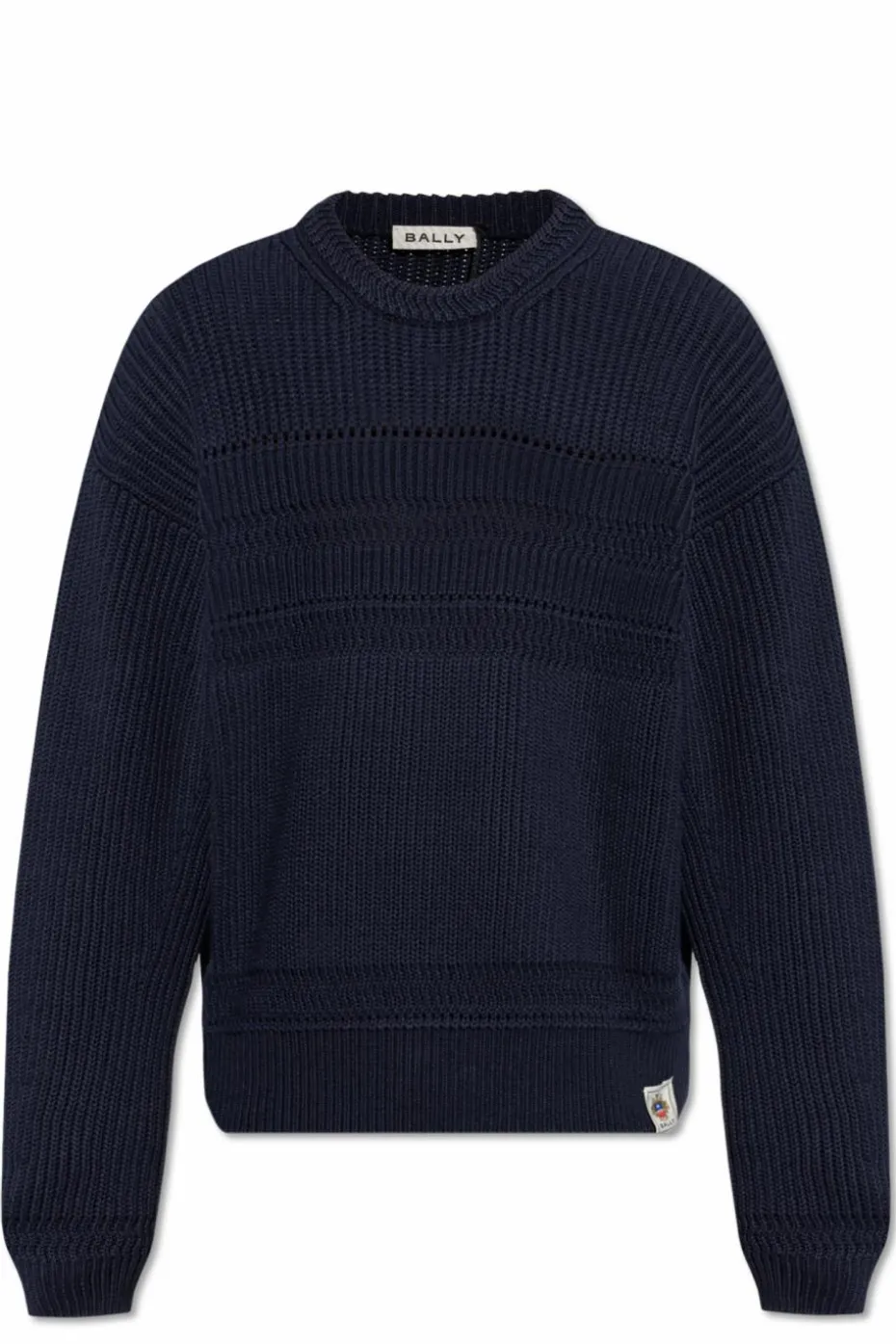 Bally GRANATOWY Bawełniany sweter z naszywką z logo