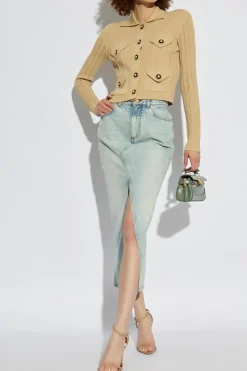 Balmain beżowy Kardigan z kieszeniami