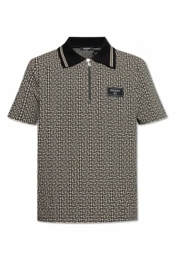 Balmain beżowy Polo z monogramem