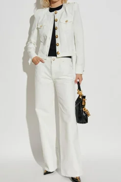 Balmain BIAŁY Jeansowa kurtka