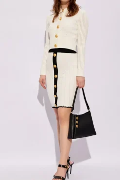 Balmain BIAŁY Kardigan z dekoracyjnymi guzikami