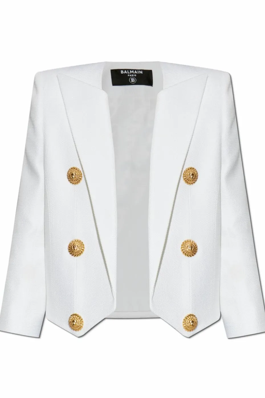 Balmain BIAŁY Krótka marynarka z dekoracyjnymi aplikacjami