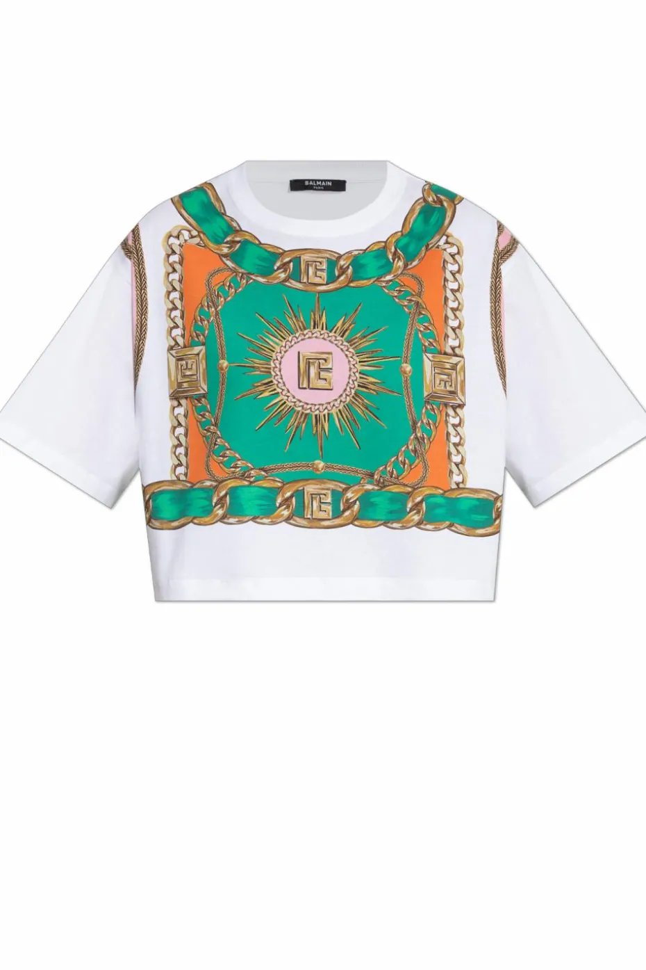 Balmain BIAŁY Krótki t-shirt o luźnym kroju