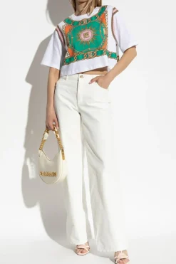 Balmain BIAŁY Krótki t-shirt o luźnym kroju