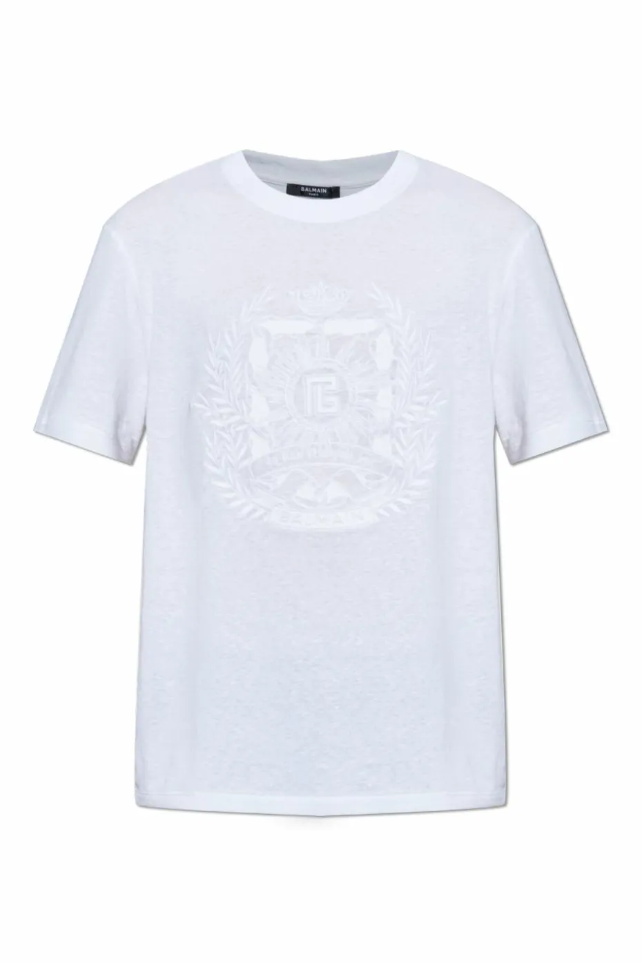 Balmain BIAŁY Lniany t-shirt