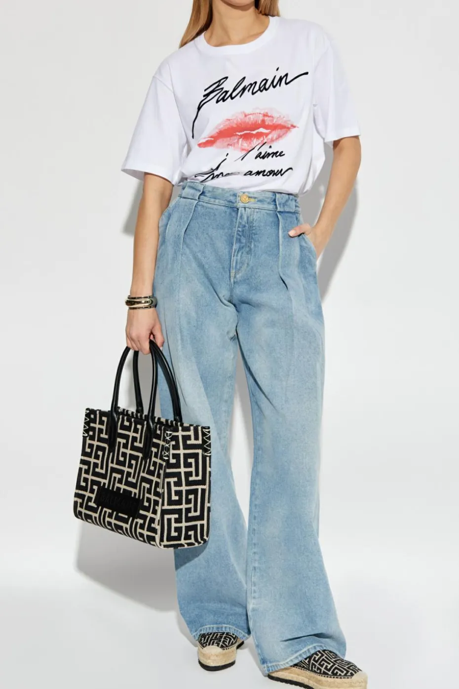 Balmain BIAŁY T-shirt typu `oversize`