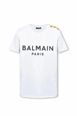 Balmain BIAŁY T-shirt z logo