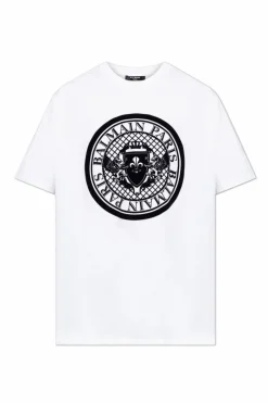Balmain BIAŁY T-shirt z logo