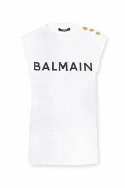 Balmain BIAŁY T-shirt z logo