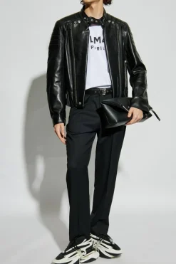 Balmain BIAŁY T-shirt z nadrukowanym logo