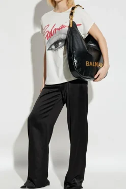 Balmain BIAŁY T-shirt z nadrukiem