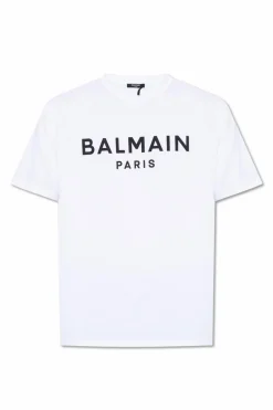 Balmain BIAŁY T-shirt z nadrukiem