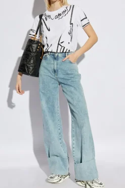 Balmain BIAŁY T-shirt z nadrukiem