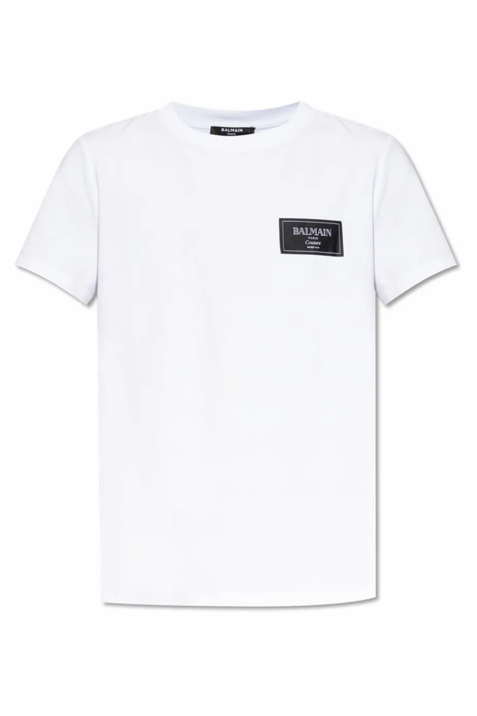 Balmain BIAŁY T-shirt z naszywką z logo