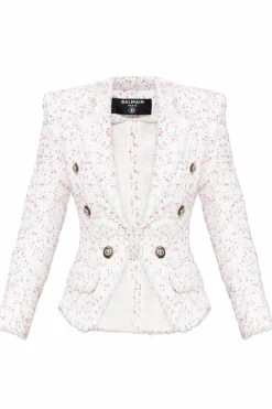 Balmain BIAŁY Tweedowa marynarka