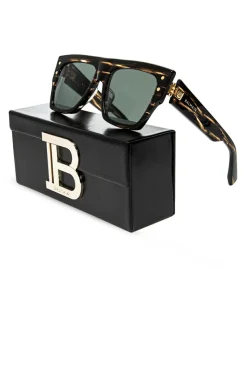 Balmain BRĄZOWY Okulary przeciwsłoneczne z logo