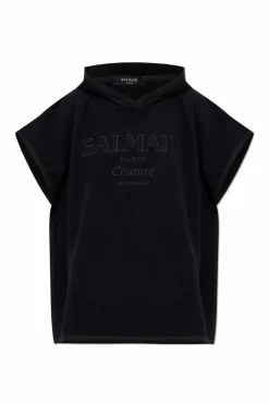Balmain CZARNY Bawełniane ponczo