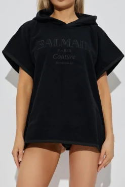 Balmain CZARNY Bawełniane ponczo