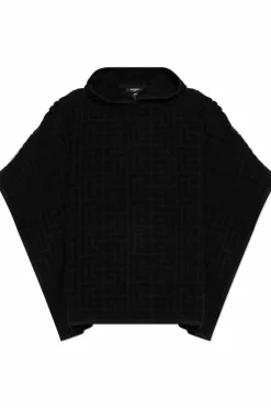 Balmain CZARNY Bawełniane ponczo