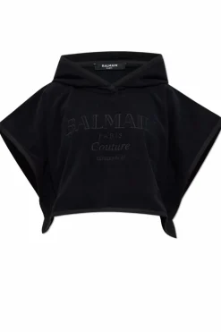 Balmain CZARNY Bawełniane ponczo