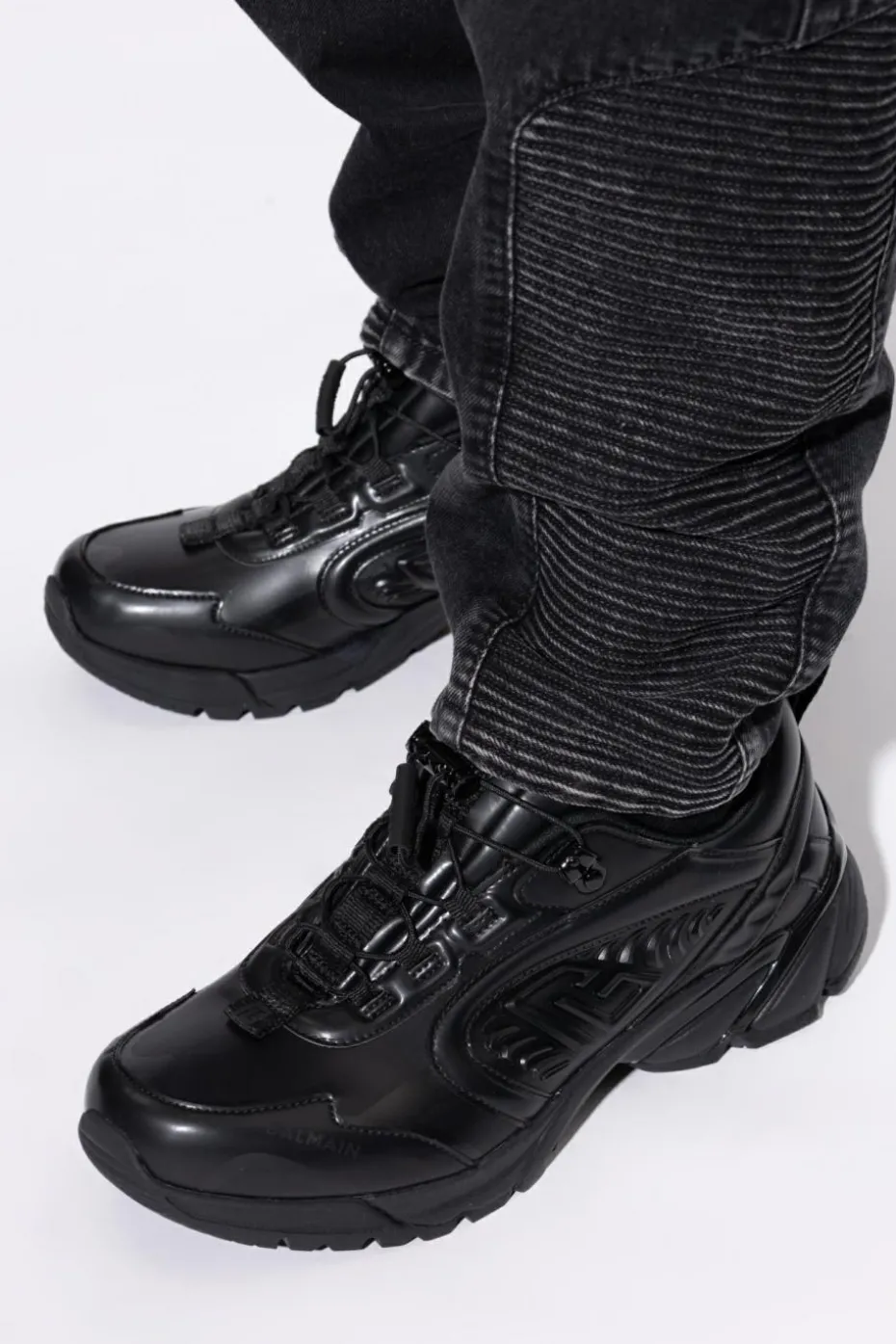 Balmain CZARNY Buty sportowe z eco skóry