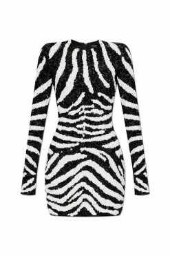 Balmain CZARNY Cekinowa sukienka
