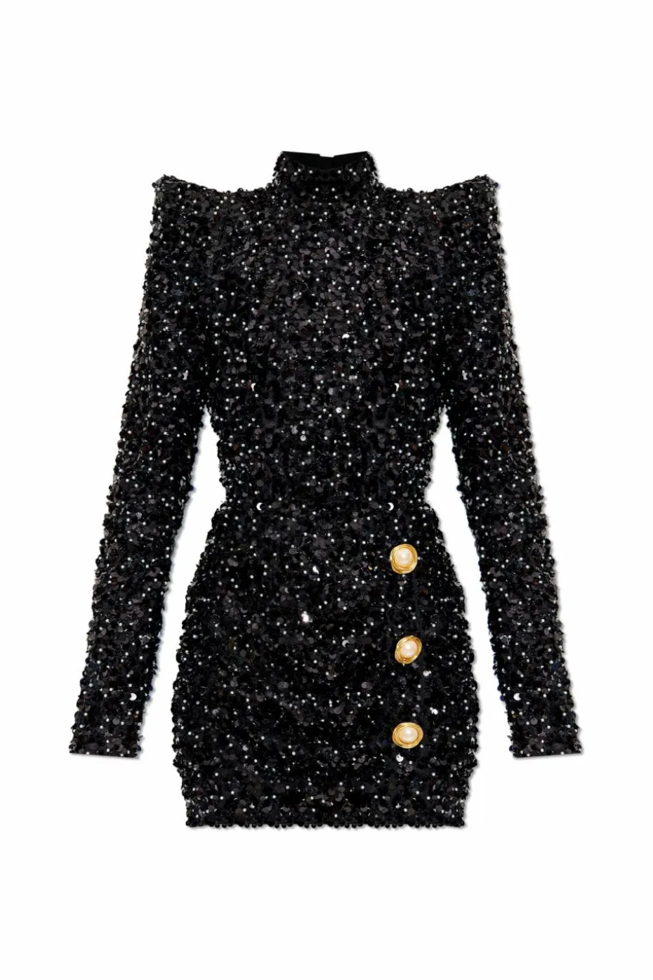 Balmain CZARNY Cekinowa sukienka