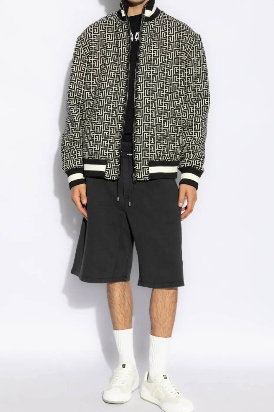 Balmain CZARNY Dwustronna kurtka z monogramem