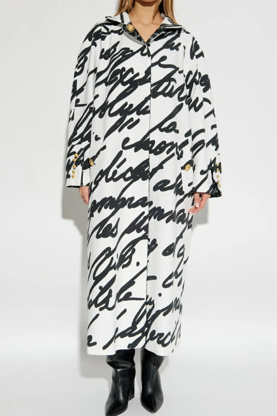 Balmain CZARNY Dwustronny płaszcz