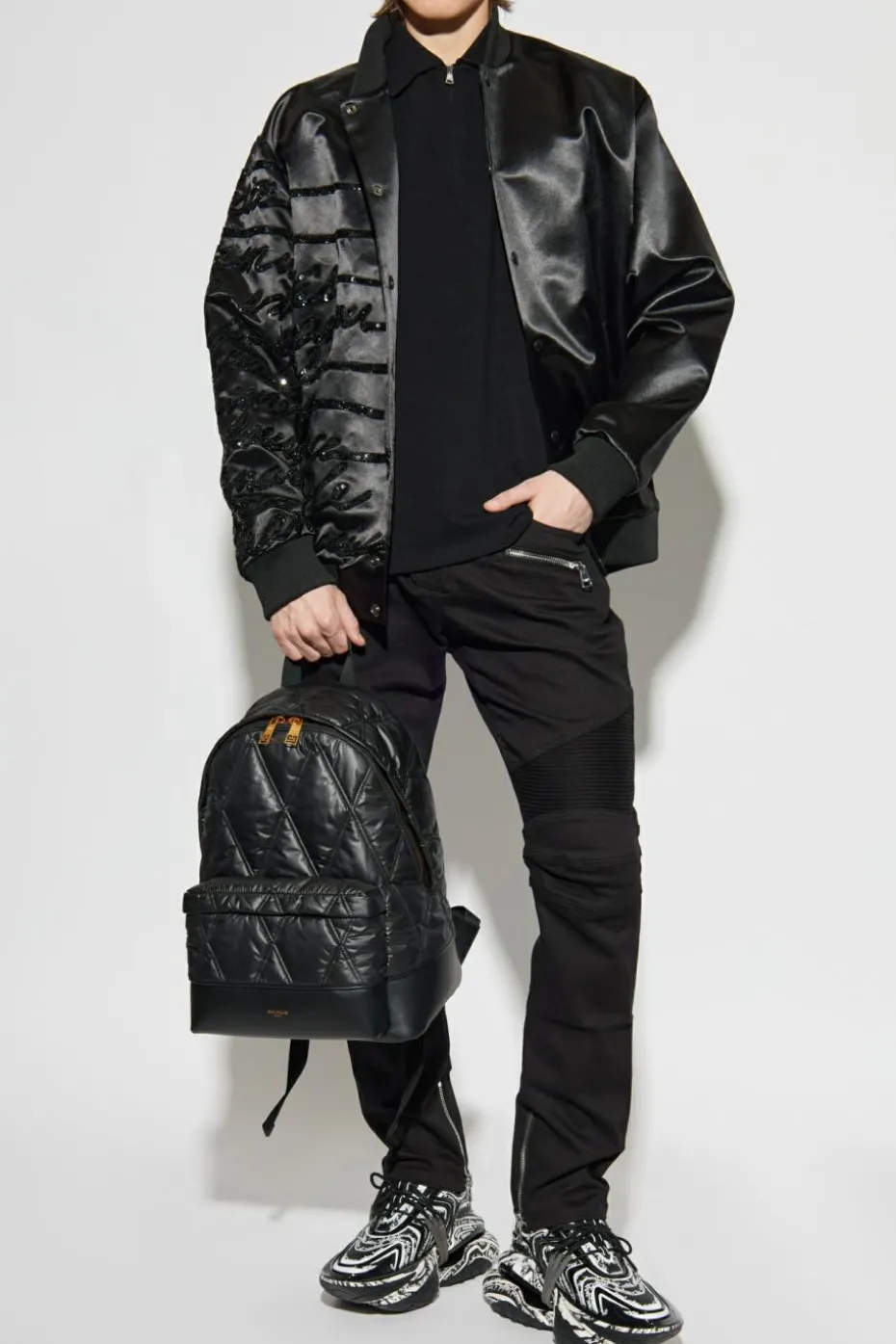 Balmain CZARNY Jeansy z wszytymi zamkami w nogawkach